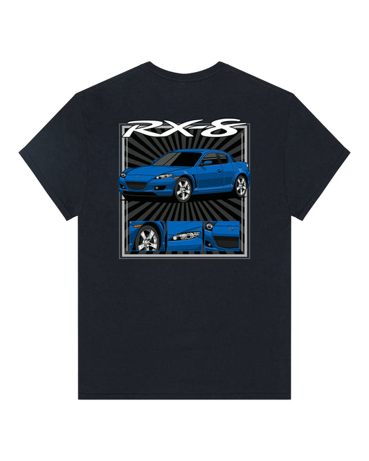 Mazda RX-8 Series 1 Blue - Radial Rays - T-SHIRT