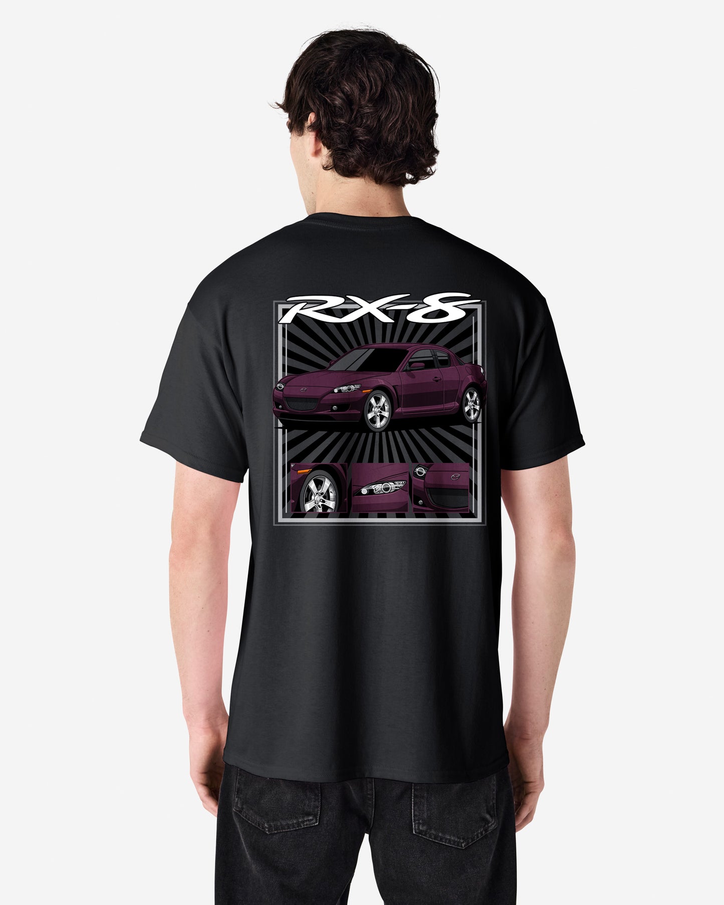 Mazda RX-8 Series 1 Cherry Black Mica - Radial Rays - T-SHIRT