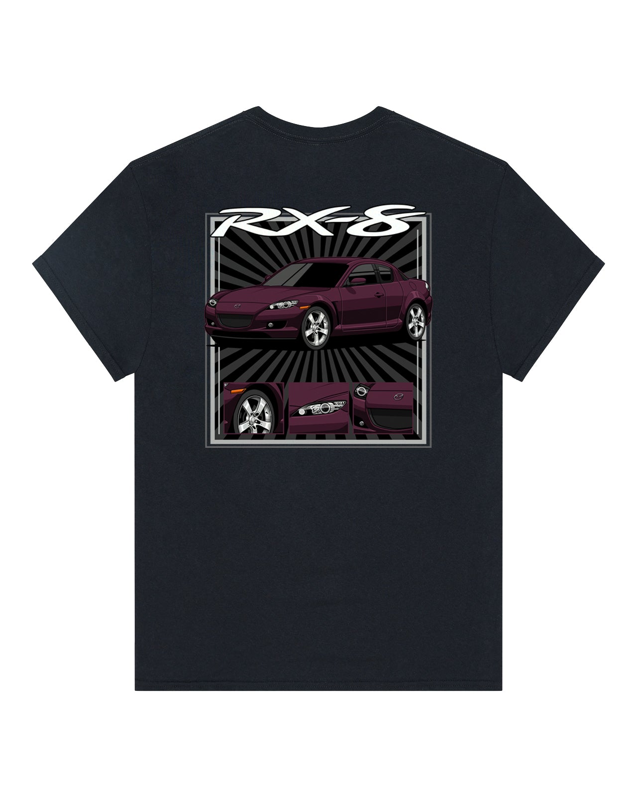 Mazda RX-8 Series 1 Cherry Black Mica - Radial Rays - T-SHIRT
