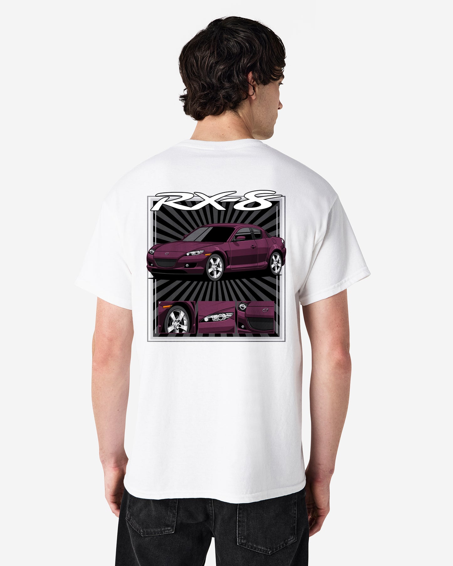 Mazda RX-8 Series 1 Cherry Black Mica - Radial Rays - T-SHIRT
