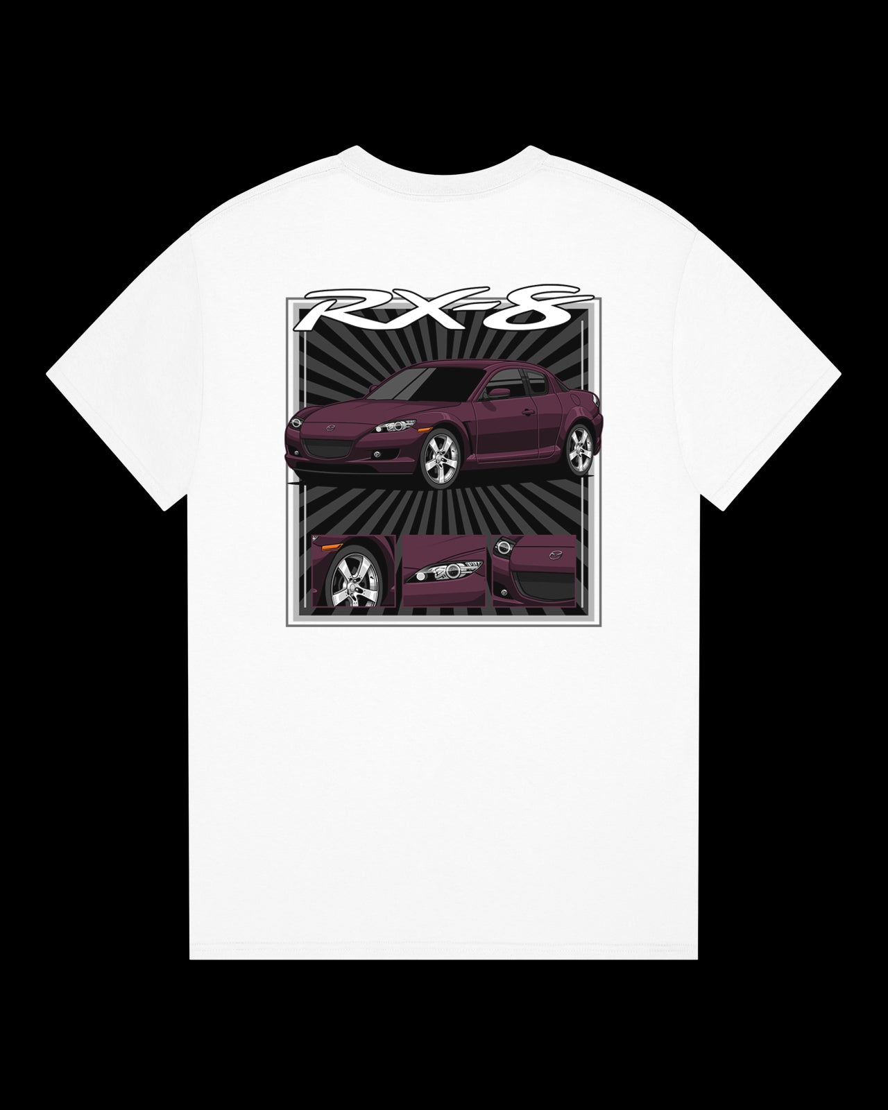 Mazda RX-8 Series 1 Cherry Black Mica - Radial Rays - T-SHIRT
