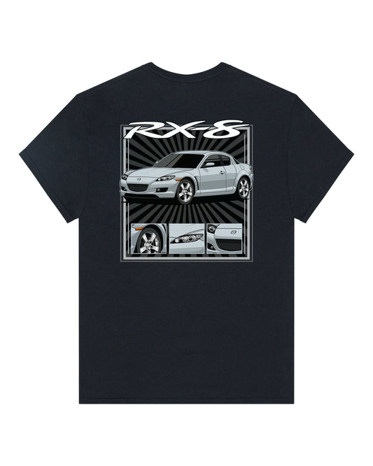Mazda RX-8 Series 1 Silver - Radial Rays - T-SHIRT