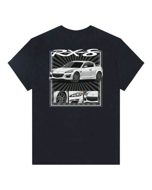 Mazda RX-8 Series 2 White - Radial Rays - T-SHIRT