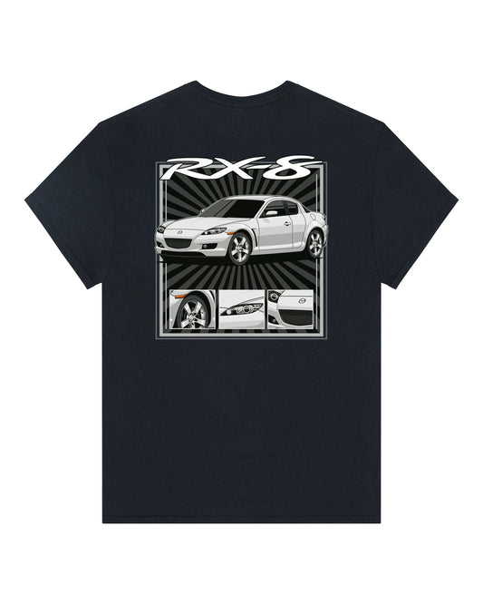 Mazda RX-8 Series 1 White - Radial Rays - T-SHIRT