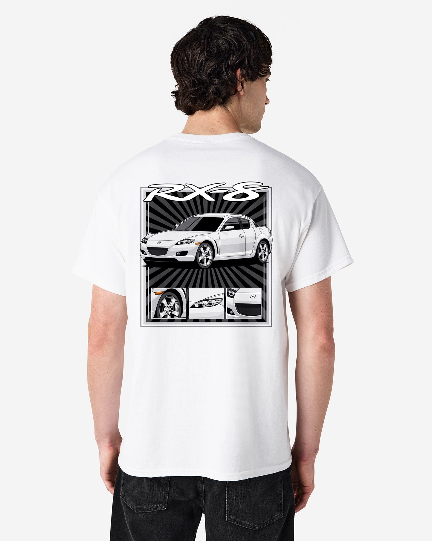Mazda RX-8 Series 1 White - Radial Rays - T-SHIRT