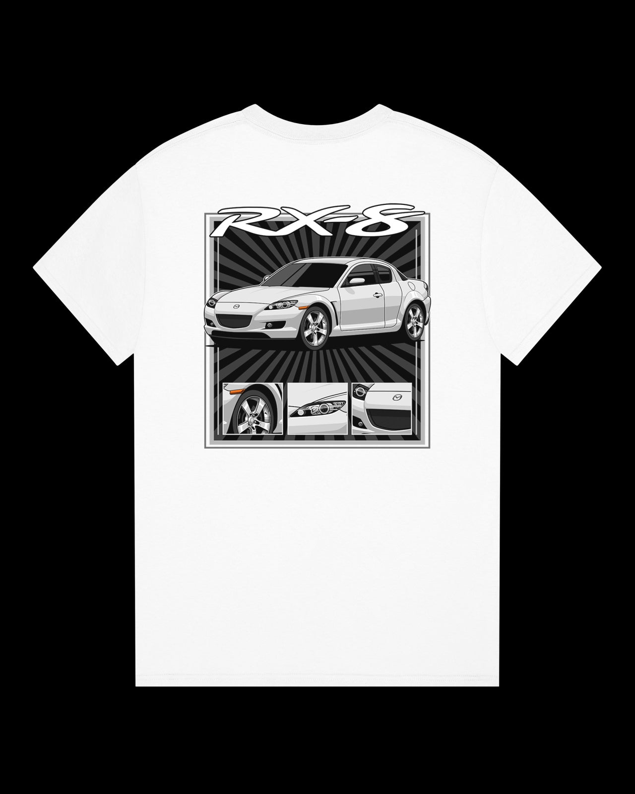 Mazda RX-8 Series 1 White - Radial Rays - T-SHIRT