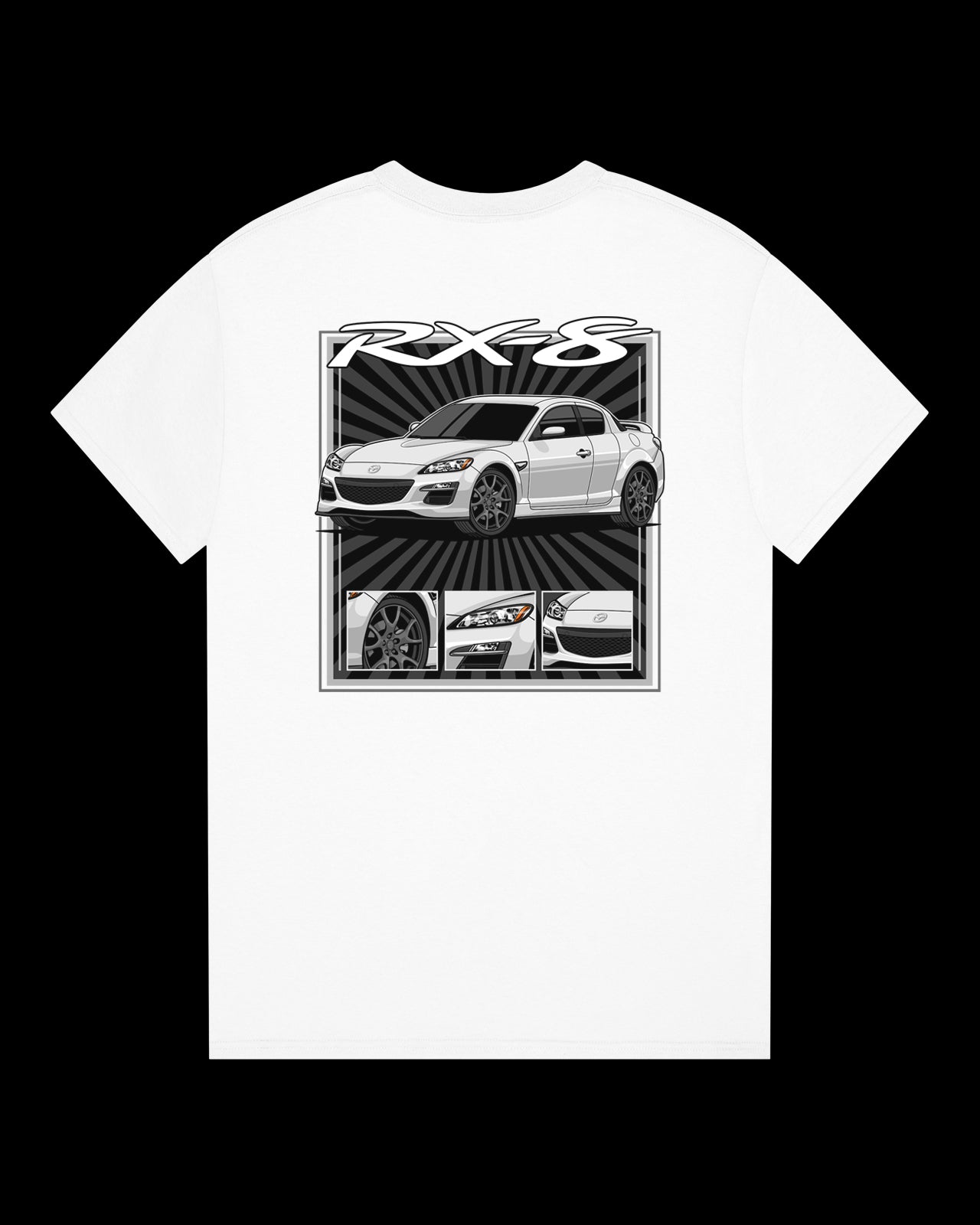 Mazda RX-8 Series 2 White - Radial Rays - T-SHIRT